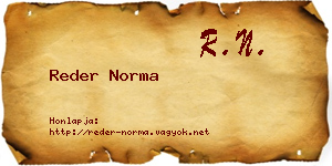 Reder Norma névjegykártya